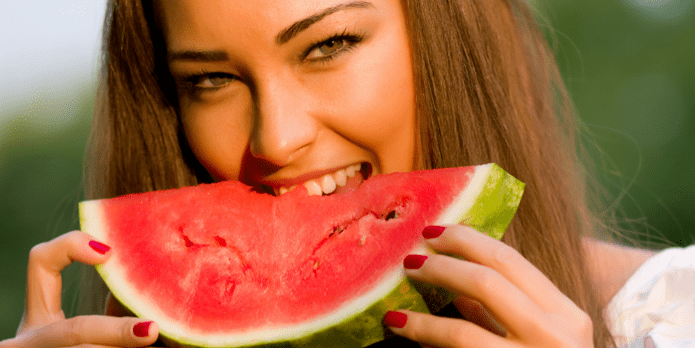 girls eat watermelon to lose weight
