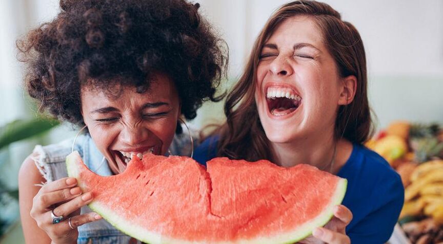 Girl eating watermelon